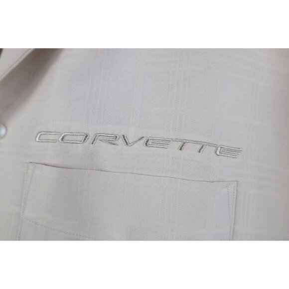 Vintage 90s Y2K Mens Medium Spell Out Corvette Racing Short Sleeve Button Shirt - Picture 4 of 15